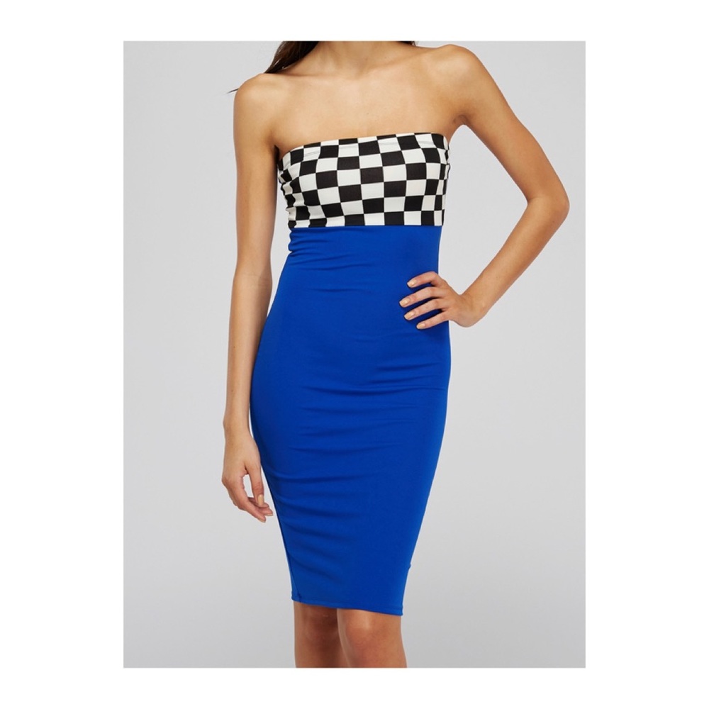 Check Panel Bodycon Tube Dress - Picture 1 of 1